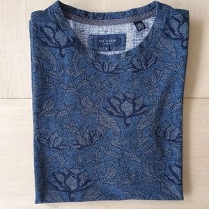 Size 3/S Ted Baker T-shirt - Blue w/ floral design
